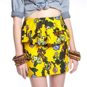 Peplum Yellow Floral Skirt